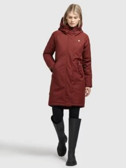 Khujo Parkas Parka Mi-saison Femme Rouge Rouille -Khujo Boutique 0ab47665528fbc0131f15e8c85504190