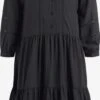 Khujo Robes Fluides Robe-chemise Crepes Femme Noir