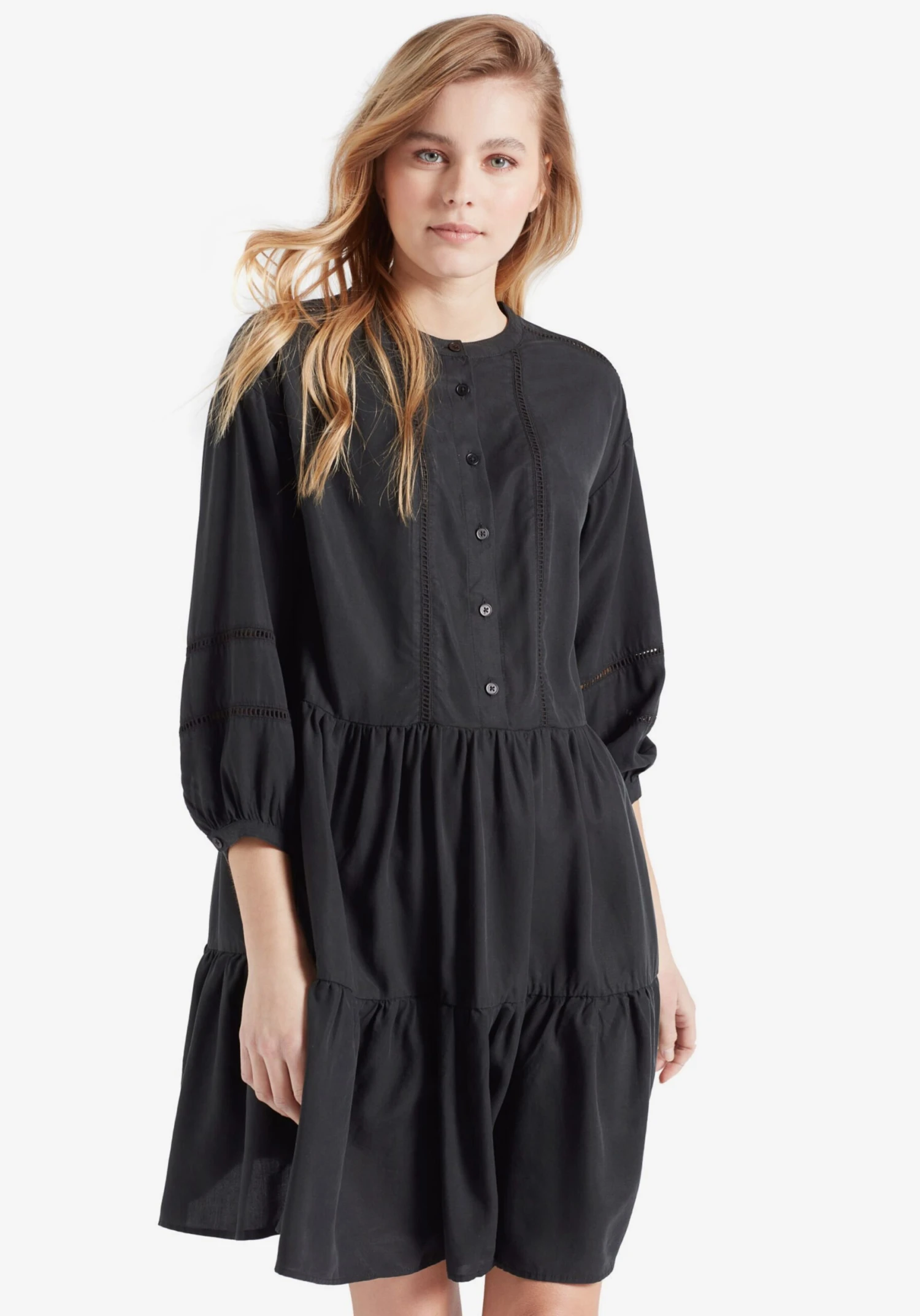 Khujo Robes Fluides Robe-chemise Crepes Femme Noir 2 Khujo Robes Fluides Robe-chemise Crepes Femme Noir - Image 2
