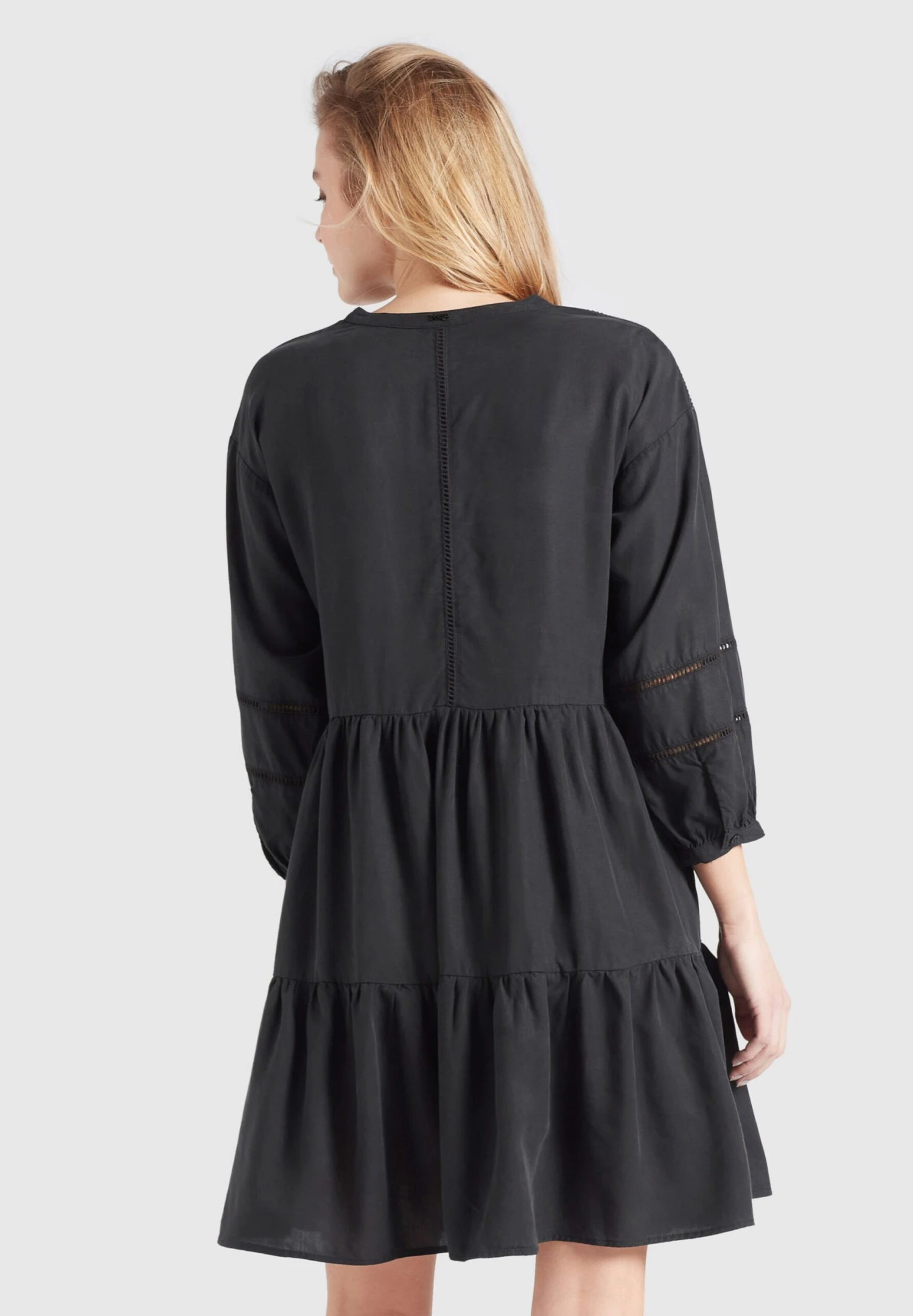 Khujo Robes Fluides Robe-chemise Crepes Femme Noir 3 Khujo Robes Fluides Robe-chemise Crepes Femme Noir - Image 3