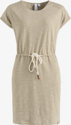 Khujo Robes En Jersey Robe ANNEMARIE Femme Beige / Blanc